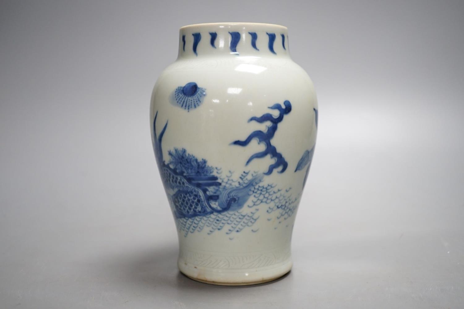 A 19th century Chinese blue and white vase, 16cm - Image 2 of 5
