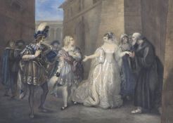Circle of William Hamilton, R.A., (1751-1801), watercolour, 'Revelation of Olivia's Betrothal', from