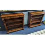 A pair of Victorian mahogany open bookcases, length 91cm, depth 33cm, height 92cm