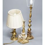 Three brass lamps
