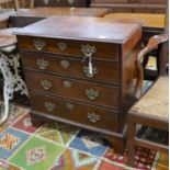A small George III mahogany chest of four drawers, width 77cm, depth 48cm, height 80cm