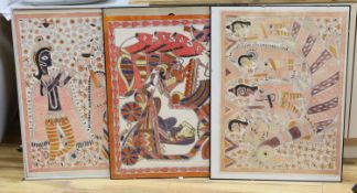 Indian School, three colour prints, Figure studies, overall 75 x 56cm and 56 x 75cm