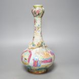 A late 19th century famille rose vase, 34cm