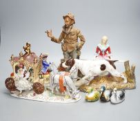 A group of various porcelain figures including Copenhagen, Paragon, Doulton etc., 29cm