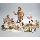 A group of various porcelain figures including Copenhagen, Paragon, Doulton etc., 29cm