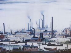 Lawrence Stephen Lowry (1887-1976), limited edition print, 'River bank', blind stamped and