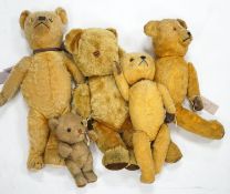 Five Enlish bears 1950's/60's including Deans and an Invicta