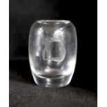 A small Orrefors engraved glass vase, signed Gate, 9cm