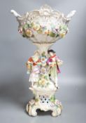 A Sitzendorf porcelain figural centrepiece, 49cm