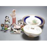 A set of twelve Chinese miniature porcelain figures, tallest 8cm, other ceramic figures, etc.