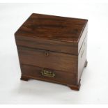 An early 19th century mahogany apothecary box, restored; no fittings