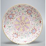A Chinese famille rose enamelled dish, Qianlong mark, 19cm