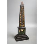 A pietra dura obelisk (a.f.) 40cm