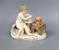 A Meissen seated nymph, emblematic of Winter, 10cm high