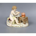 A Meissen seated nymph, emblematic of Winter, 10cm high