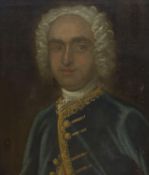 18th century English School, naive oil on canvas, Portrait of a gentleman, 59 x 48cm