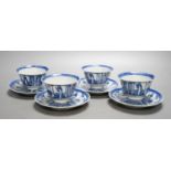 Four 19th century Chinese cups and saucers