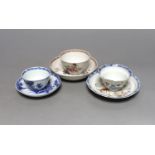 Three 18th century Chinese Export teabowls and saucers