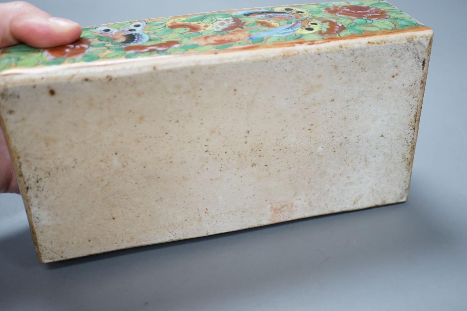 A Canton famille rose pen box, restored, 19cm - Image 11 of 11