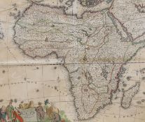 Justus Danckerts, coloured engraving, Map of Africae, 48 x 56cm
