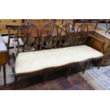 An early 20th century Hepplewhite style mahogany chair back settee, length 204cm, depth 56cm, height