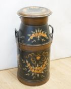 Cadbury Bro Ltd toleware churn, floral painted, 72cm