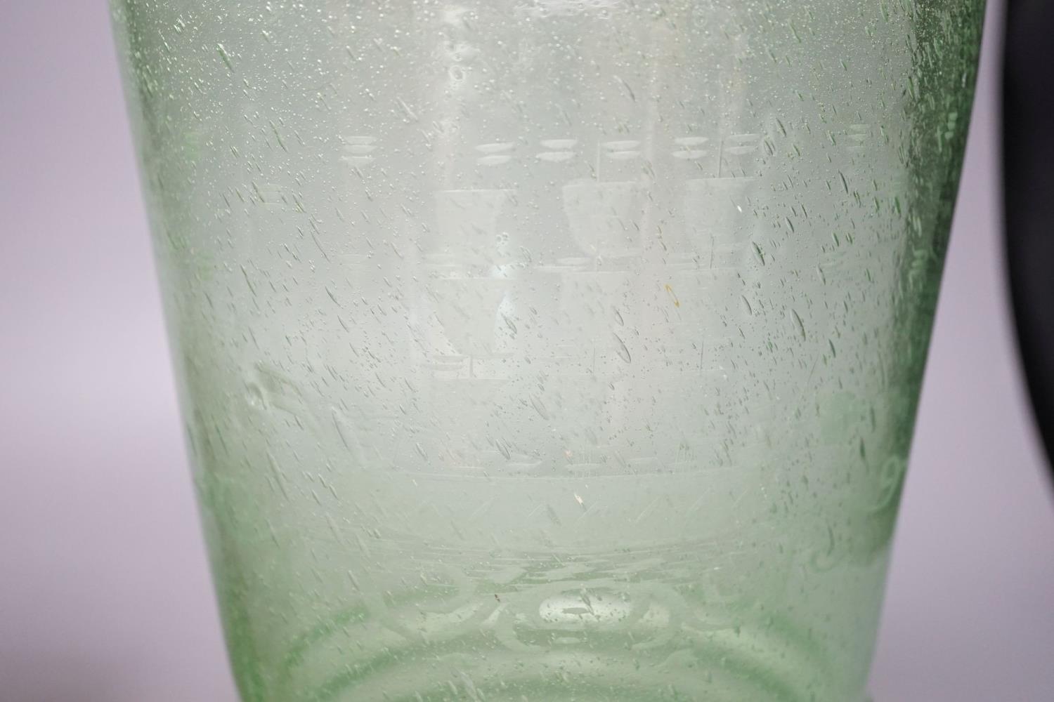 A Bohemian enamelled beaker vase and a green glass vase, 26cm - Image 7 of 7