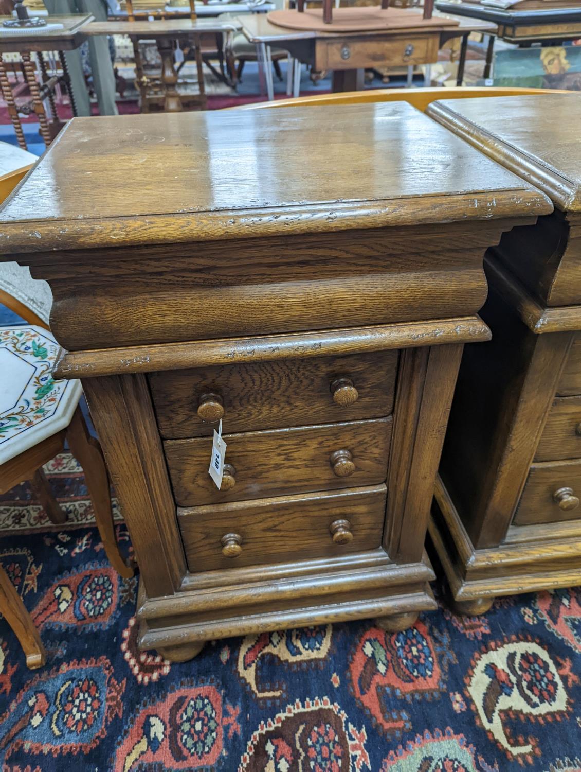 A pair of reproduction oak four drawer bedside chests, width 51cm, depth 41cm, height 79cm - Image 3 of 3