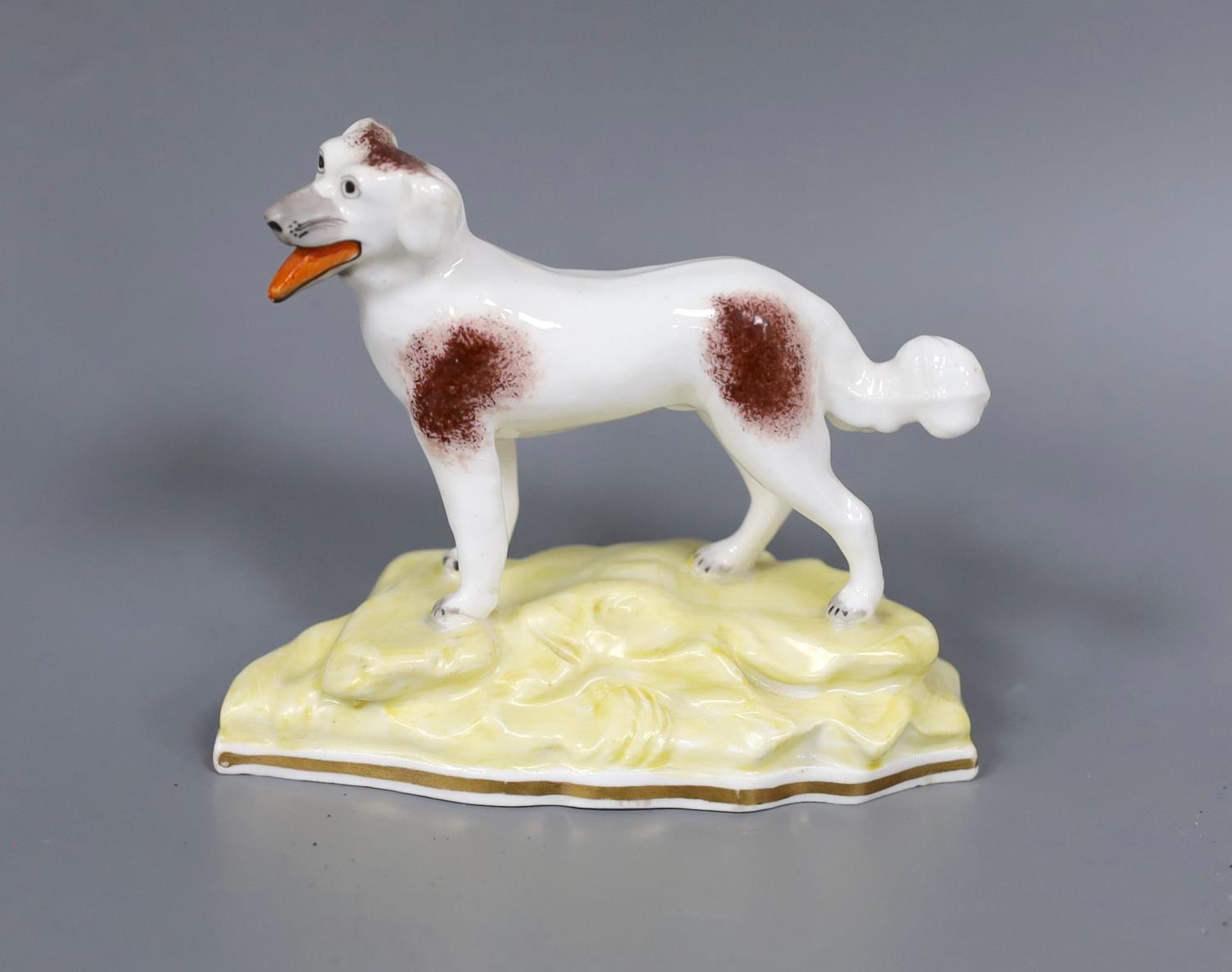 A Samuel Alcock bone china dog, c.1830-50, 9.5cm high