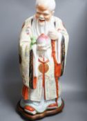 A large early 20th century Chinese porcelain figure of Shou Lao, 67cm