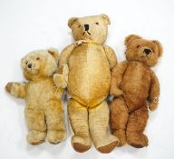 Tara Toys Bears, 22in. good condition, 1950's, also cotton plush 1950's bear, 27in. and another