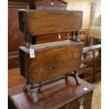 An Edwardian inlaid rosewood double Sutherland table (a.f.), width 60cm, height 74cm