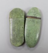 Two Victorian shagreen spectacles cases