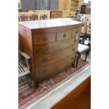 A Georgian mahogany bow fronted chest, fitted three short drawers and three long drawers on