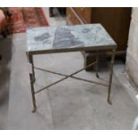 A Maison Jansen style rectangular faux bamboo marble top occasional table marked 'Tiffany & Co., New