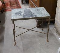 A Maison Jansen style rectangular faux bamboo marble top occasional table marked 'Tiffany & Co., New