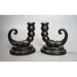 An unusual pair of Bakelite candlesticks, 12cm