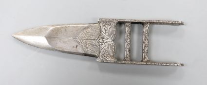 An Indian damascened scissor Katar, 36cm