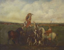 Victorian School, oil on board, Hunting scene; 'The Kill', 24 x 30cm