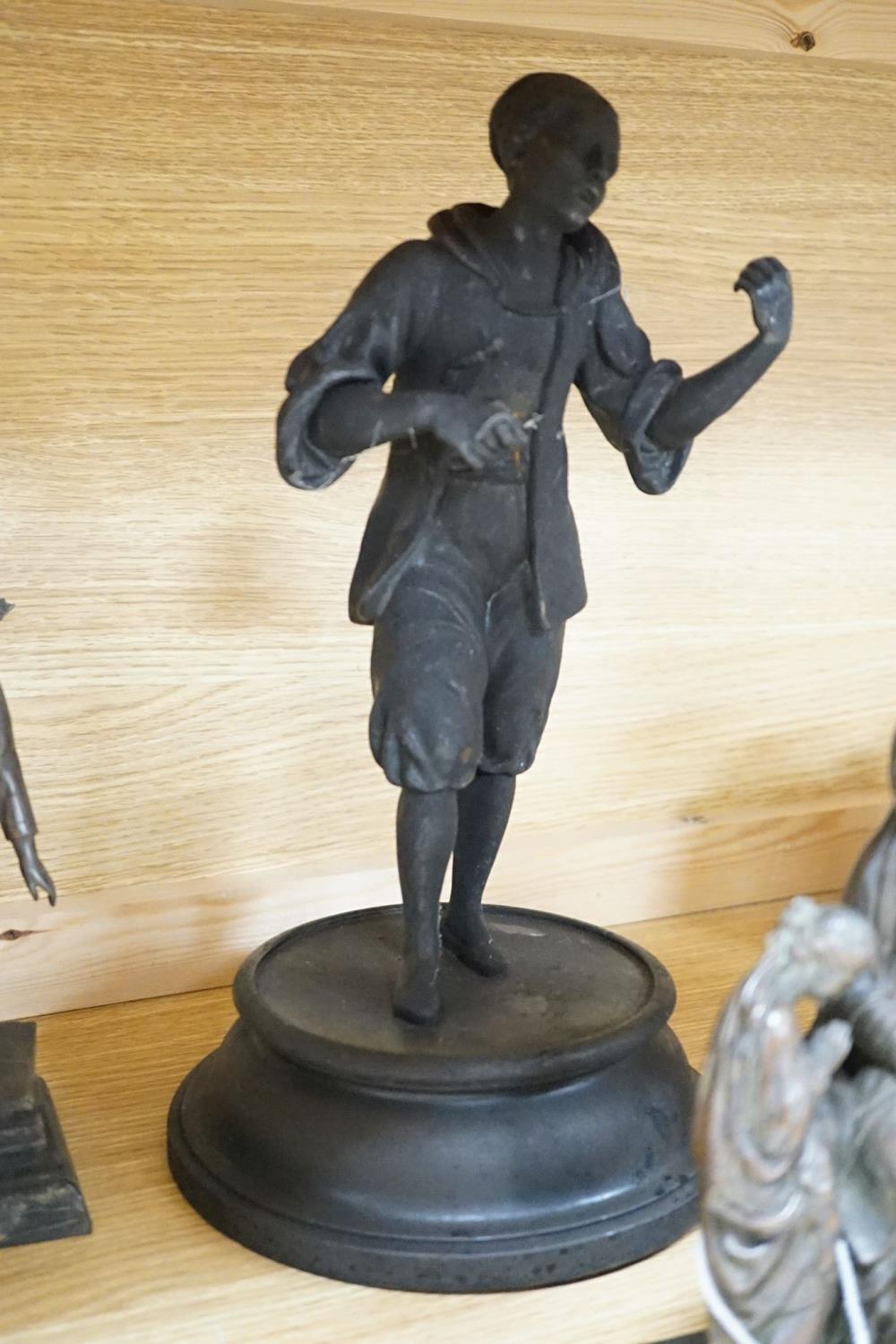 Various bronze figures and a figure group, together with ivory box painted with young boy, - Image 5 of 6