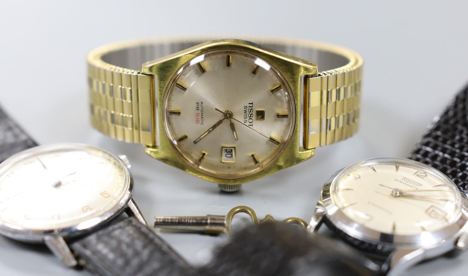 Three gentleman's assorted steel Tissot wrist watches including Visodate. - Image 2 of 4