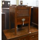 A George III tray top tambour bedside cabinet, width 50cm, depth 43cm, height 78cm