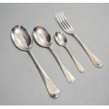 A modern Arthur Price silver plated rat tail canteen of cutlery, settings for six.