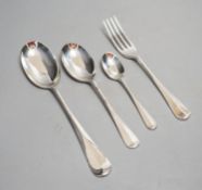 A modern Arthur Price silver plated rat tail canteen of cutlery, settings for six.