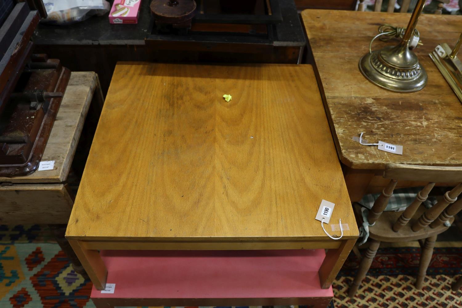 A Habitat red painted square topped coffee table and one other Habitat coffee table, width 73cm, - Image 2 of 3