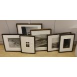 Six assorted contemporary black and white photographs including: Un-named landscape, 33 x 26cm;