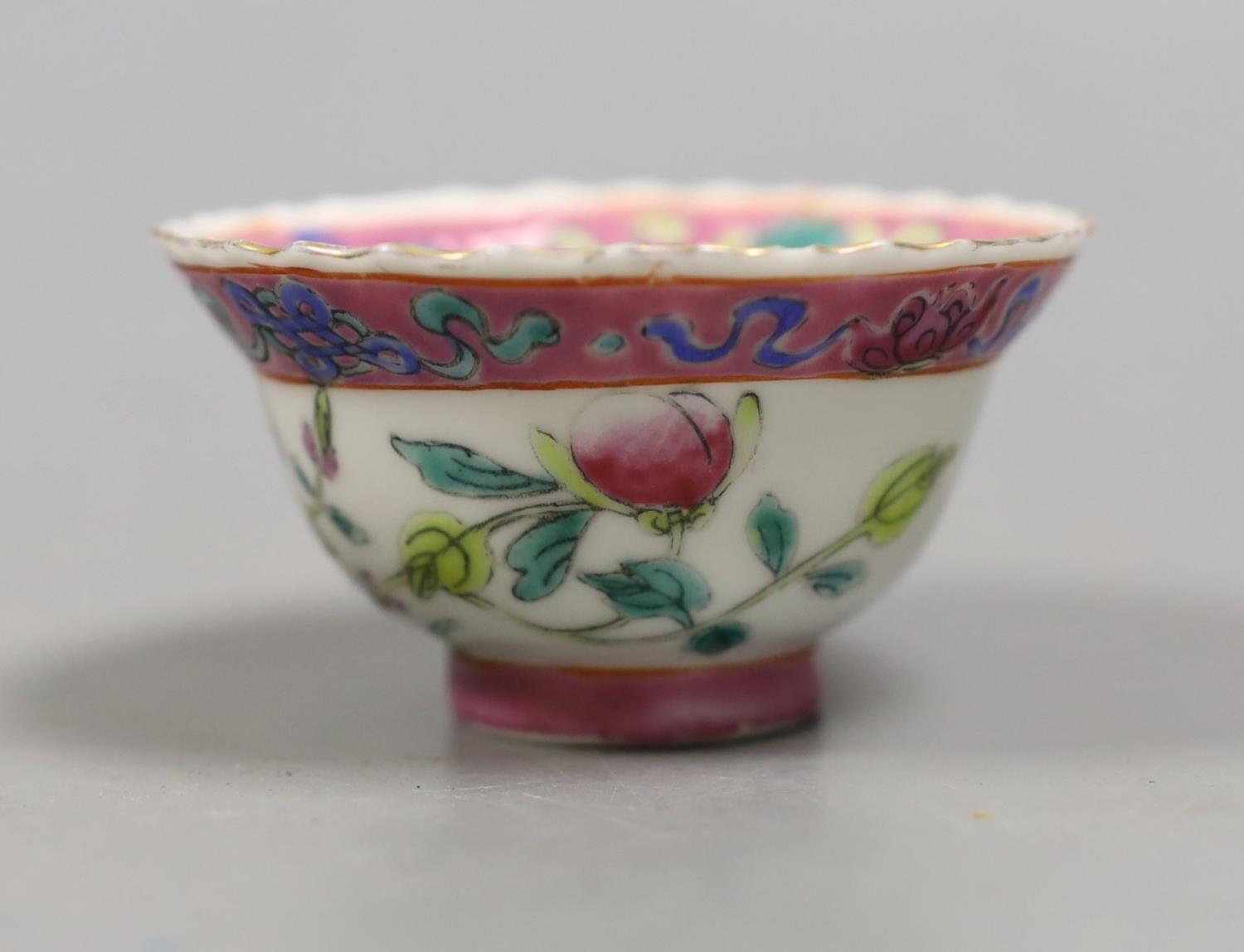 A Chinese Straits famille rose tea bowl,7 cms diameter. - Image 2 of 4