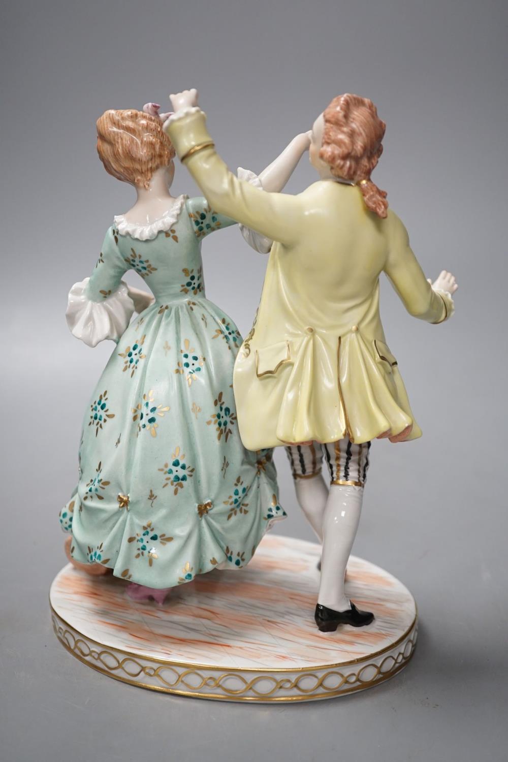 A Dresden porcelain group of a dancing couple 21cm - Image 4 of 8