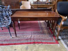 A Victorian mahogany two drawer washstand, with three quarter galleried top, width 135cm, depth