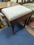 An Edwardian inlaid rosewood piano stool